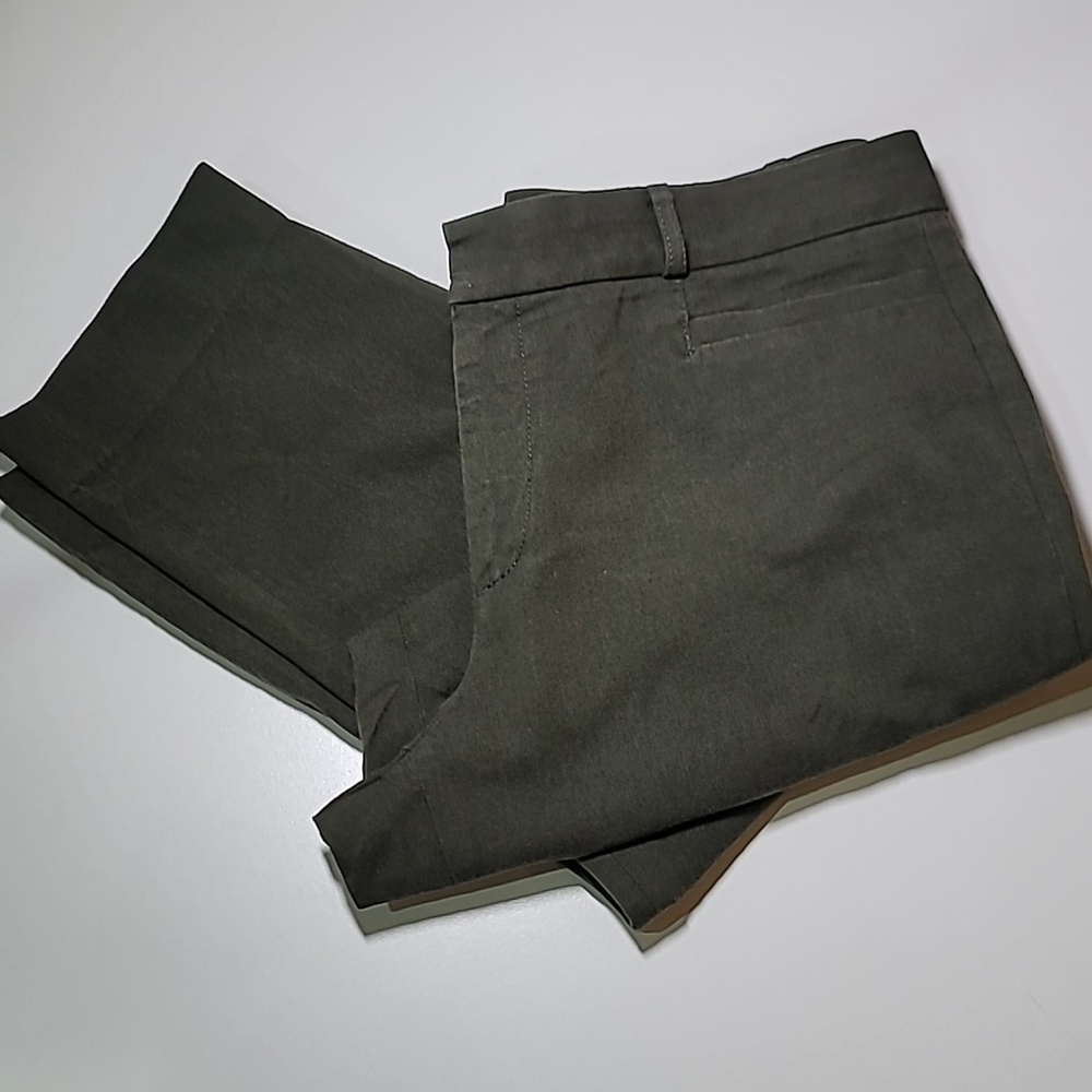 3/$30 BANANA REPUBLIC Cotton Viscoae Blend Trousers Ankle Straight Skinny Army